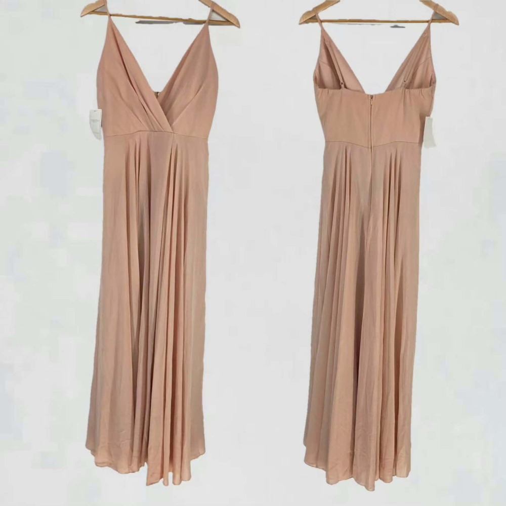 Morning Lavender Maxi Dress Womens S Pink V-Neck Pleated Formal Gown MM25257